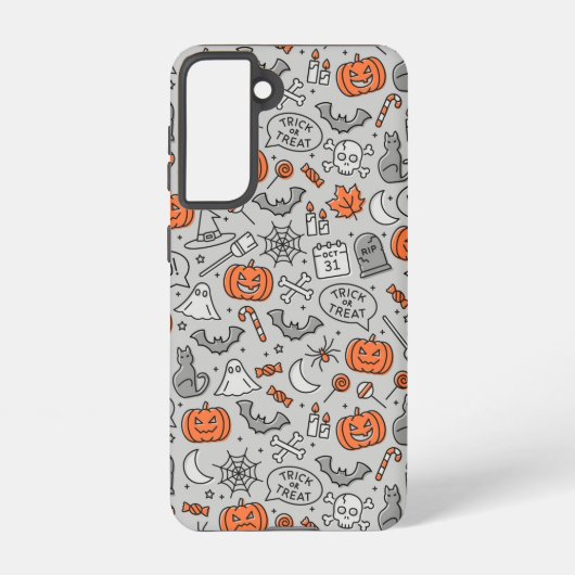 Schattigee Kinder Halloween Doodle Pattern Samsung Galaxy Hoesje (Achterkant)