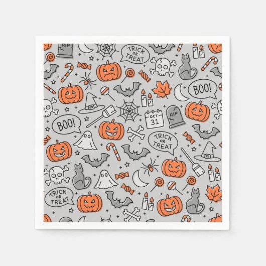 Schattigee Kinder Halloween Doodle Pattern Servet (Voorkant)