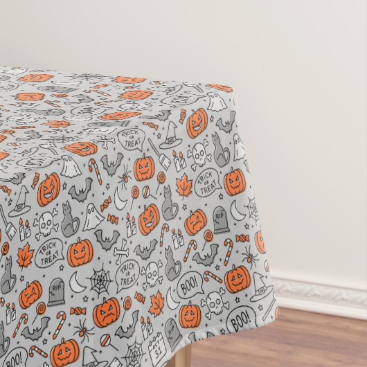 Schattigee Kinder Halloween Doodle Pattern Tafelkleed (Voorbeeld)
