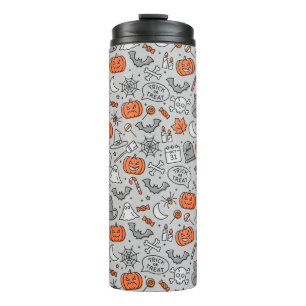 Schattigee Kinder Halloween Doodle Pattern Thermosbeker