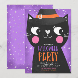 Schattigee Kinder Halloween Party Witches Cat Spoo Kaart