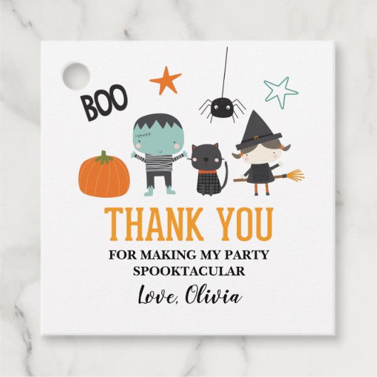 Schattigee Kinder Halloween Verjaardagsfeestje Dan Bedankjes Labels (Voorkant)