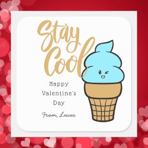 Schattigee Kinder Happy Valentijnsdag Vierkante Sticker