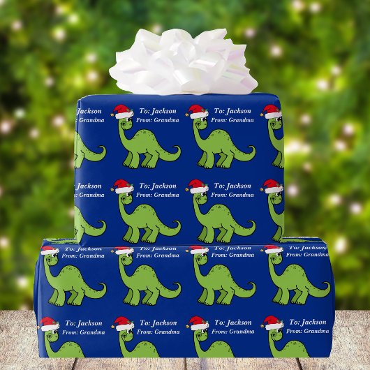 Schattigee Kinder Kerst Dinosaurus Custom Cadeaupapier