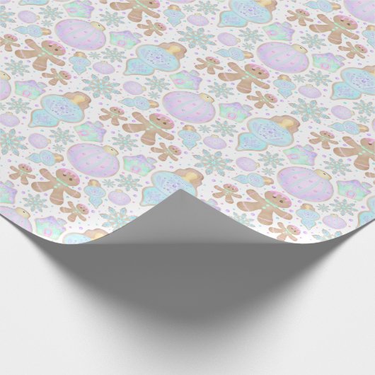 Schattigee Kinder Kerst Gingerbread Cookie Pattern Cadeaupapier (Hoek)