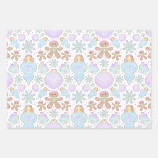 Schattigee Kinder Kerst Gingerbread Cookie Pattern Inpakpapier Vel (Voorkant)