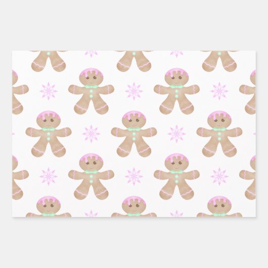 Schattigee Kinder Kerst Gingerbread Cookie Pattern Inpakpapier Vel (Voorkant 3)