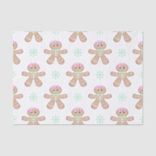 Schattigee Kinder Kerst Gingerbread Cookie Pattern Tissuepapier (Voorkant)