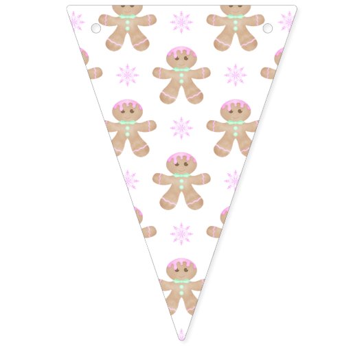 Schattigee Kinder Kerst Gingerbread Cookie Pattern Vlaggetjes (Derde vlag)