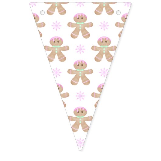 Schattigee Kinder Kerst Gingerbread Cookie Pattern Vlaggetjes (Tweede vlag)