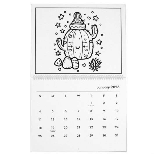 Schattigee Kinder kleurenkalender Kalender (Jan 2026)