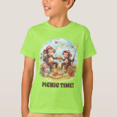 Schattigee kinder picknickaap voeg naam toe t-shirt (Voorkant)
