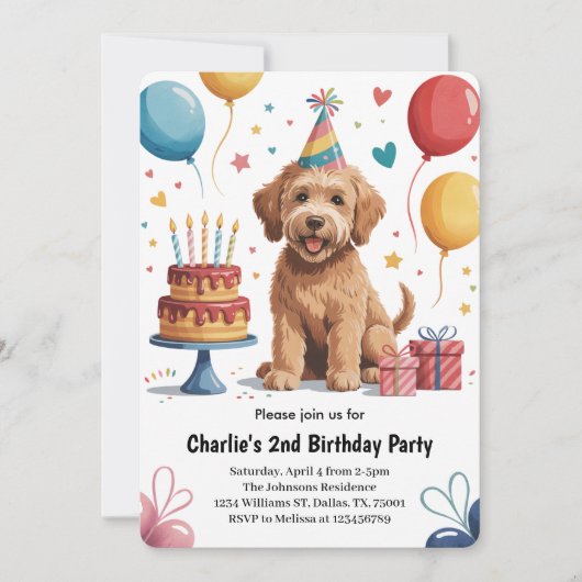 Schattigee Kinder puppy hond 2e verjaardagsfeestje Kaart (Voorkant)