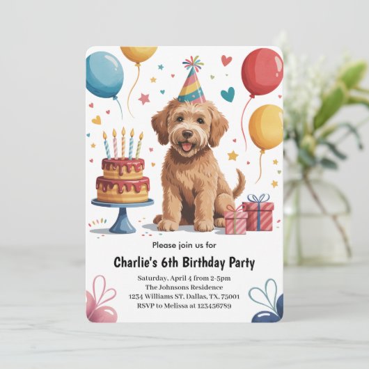 Schattigee Kinder puppy hond 6e verjaardag Kaart (Staand voorkant)