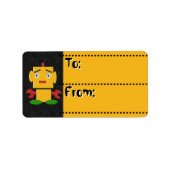 Schattigee Kinder retro robot-yellow_to-from Label (Voorkant)