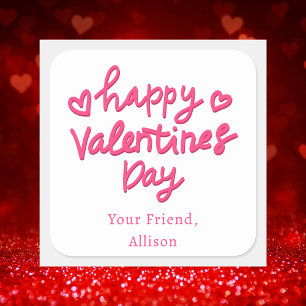 Schattigee Kinder Roze Valentijnse Vierkante Sticker