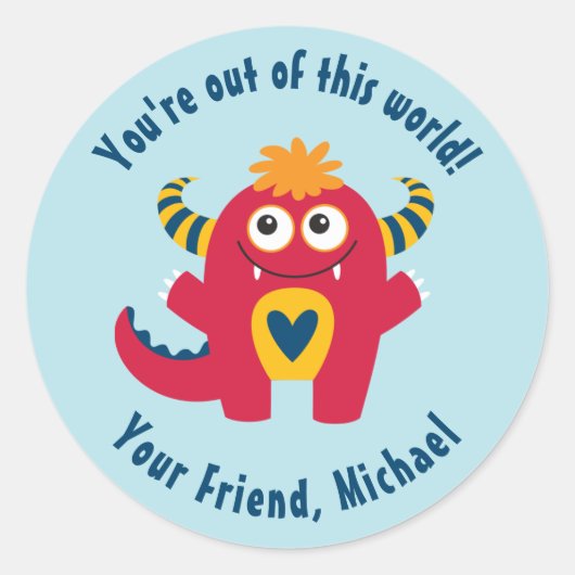 Schattigee Kinder Valentijnsdag Monster Sticker (Voorkant)