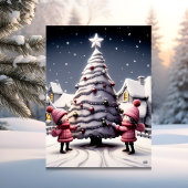 Schattigee Kinder versiering kerstboom Feestdagen Kaart