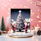 Schattigee Kinder versiering kerstboom Feestdagen Kaart