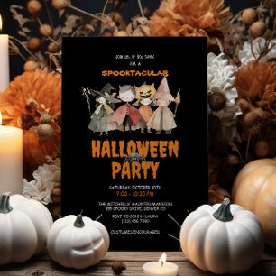 Schattigee Kinder Waterverf Halloween Party Kaart