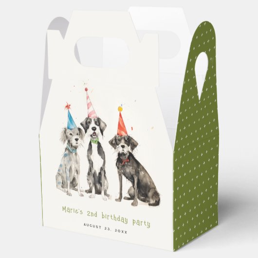 Schattigee Kinder Waterverf Pawty Dog Verjaardagsf Bedankdoosjes (Geopend)