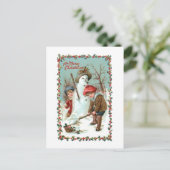 Schattigee Kinderen en Sneeuwman Briefkaart (Staand voorkant)