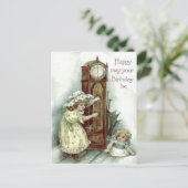 Schattigee kinderen Grootvader Klok Kitten Briefkaart (Staand voorkant)