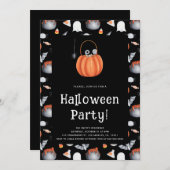 Schattigee kinderen Halloween Party Kaart (Voorkant / Achterkant)