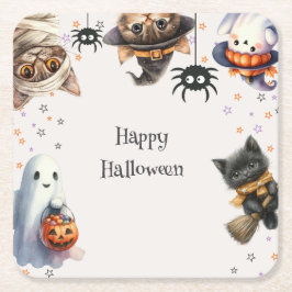 Schattigee kinderen Halloween Party Vierkante Kartonnen Onderzetter