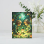 Schattigee kinderen in het bos briefkaart (Staand voorkant)