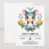 Schattigee Kinderen Mouse Verjaardag Kaart (Voorkant / Achterkant)