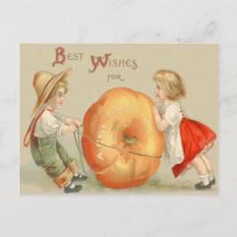 Schattigee kinderen Rolling Pumpkin Briefkaart