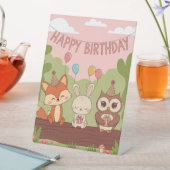 Schattigee Kinderen Verjaardag Ontwerp met Fox, Bu Reclamebord Met Voetstuk (Insitu)