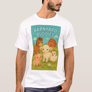 Schattigee kindergrafiek van kleine boerderijdiere t-shirt