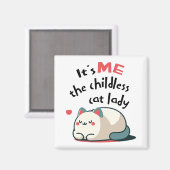 Schattigee kinderloze kattendame magneet (Voorkant / Achterkant)