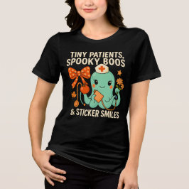 Schattigee kinderverpleegkundige Halloween Octopus Tri-Blend Shirt