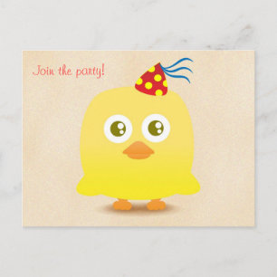 Schattigee kip met party pet briefkaart