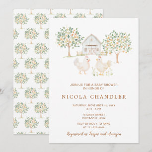 Schattigee kippen Boerderij schuur Baby shower Kaart