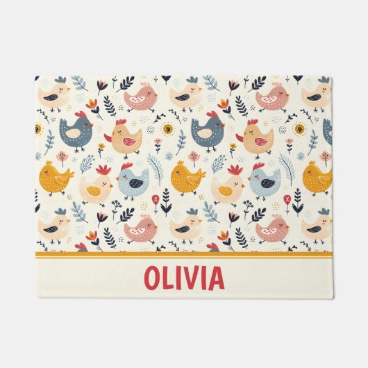 Schattigee Kippen in het Boerderij Gepersonaliseer Deurmat (Voorkant)