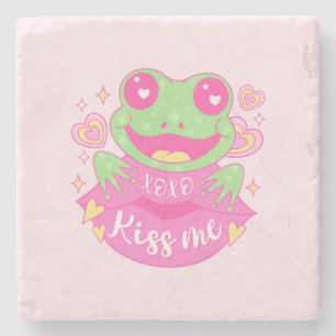 Schattigee Kiss Me Frog - Xoxo Stenen Onderzetter