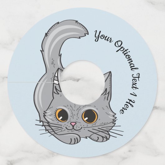 Schattigee Kitten aangepaste tekst & kleur wijngla Wijnglaslabel (Voorkant)