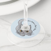 Schattigee Kitten aangepaste tekst & kleur wijngla Wijnglaslabel (Dichtbij)
