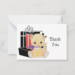 Schattigee Kitten Cadeaudoos Dank u kaart Notitiekaartje
