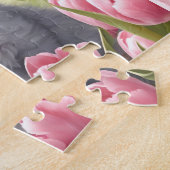 Schattigee Kitten Cat Spring Tulip Floral Aangepas Legpuzzel (Zijkant)