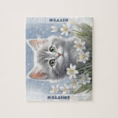 Schattigee Kitten Cat Winter Spring Floral Custom  Legpuzzel (Verticaal)