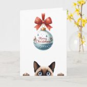 Schattigee Kitten Funny Cat Christmas Kaart (Gele Bloem)