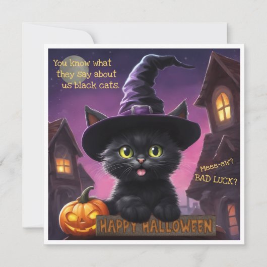 Schattigee Kitten Halloween Kaart (Voorkant)