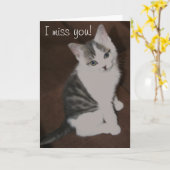 Schattigee Kitten "Ik mis je" kaart (Gele Bloem)
