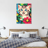Schattigee Kitten in Pop Art schilderstijl Canvas  (Insitu (Slaapkamer))