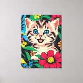Schattigee Kitten in Pop Art schilderstijl Canvas  (Voorkant)